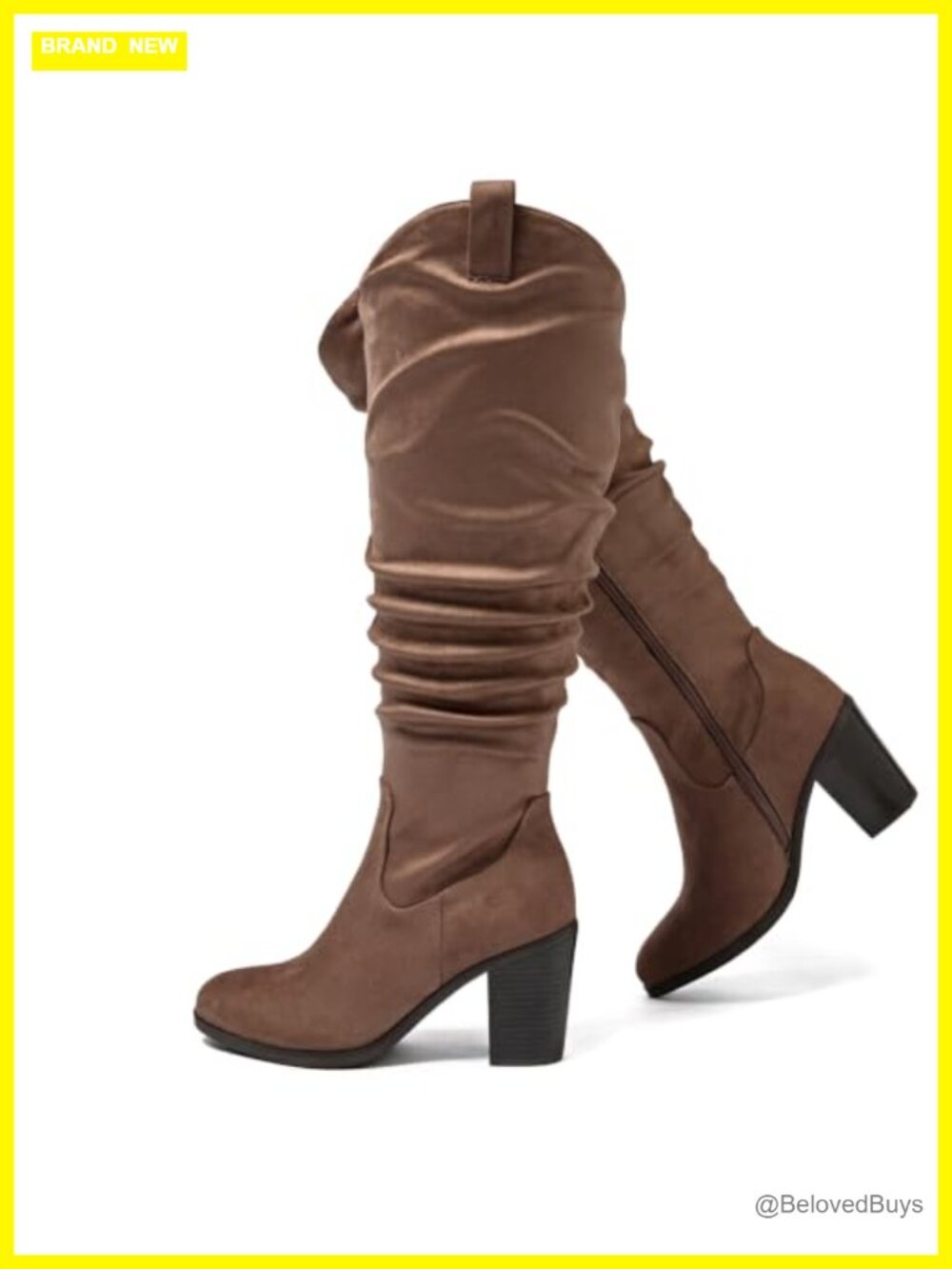Wide Calf Cowboy Knee High Boots Memory Foam Insole Side Zip